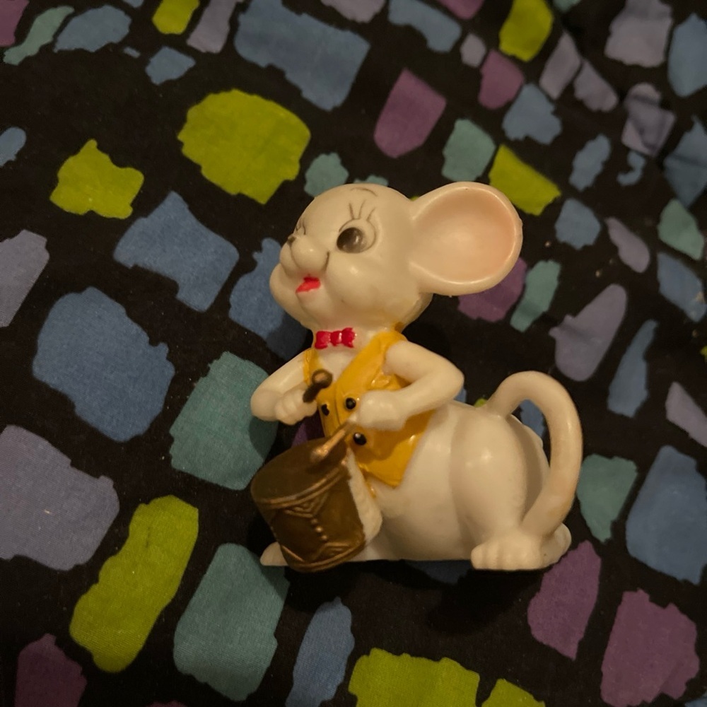 Charming White Mouse Holiday Plastic Ornament -
